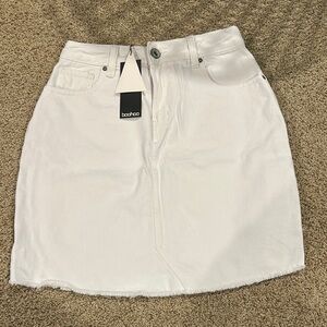 Boohoo White Denim Skirt